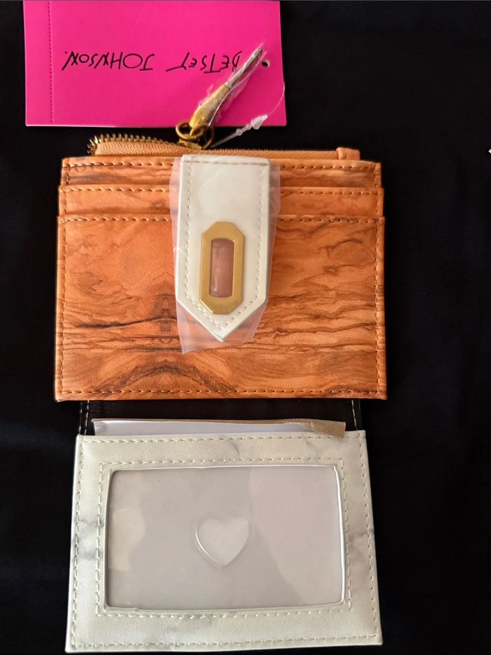 Embellished White and Orange Women's Wallet with Gold Accents